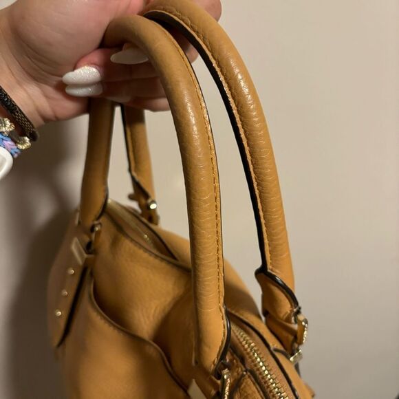 MICHAEL KORS Bowery Large Leather Shoulder Bag Tan Caramel Crossbody Strap - Picture 6 of 13